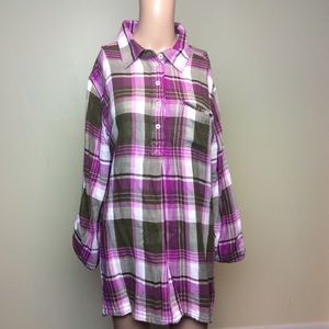 Lane Bryant purple gray plaid tunic top